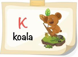 animal alphabet letter K for koala illustration vector