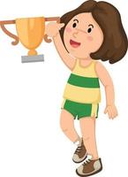 una niña campeona con su vector de trofeo