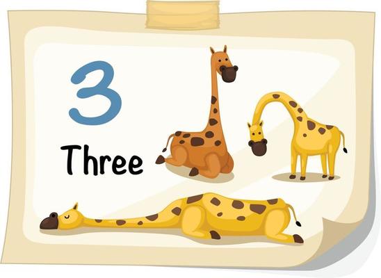 number three giraffe vector