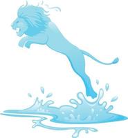 Jumping lion out of water vector