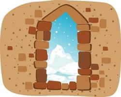 stone wall with window vector