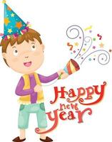 boy and happy new year vector