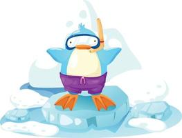 penguin on a bit of ice vector