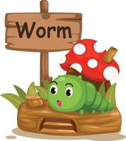 animal alphabet letter W for worm vector