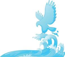 Jumping eagle out of water vector