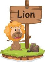 animal, alfabeto, letra l, para, león, ilustración, vector