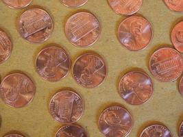 monedas de un centavo de dólar, estados unidos foto