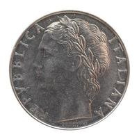 Moneda lira italiana aislado sobre blanco foto