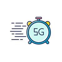 5G fast speed Internet connection RGB color icon vector