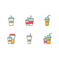 café para llevar conjunto de iconos de color rgb vector