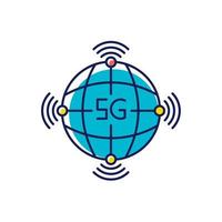 Icono de color rgb de disponibilidad mundial 5g vector