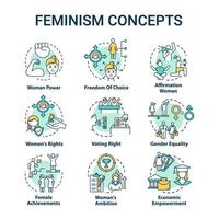 conjunto de iconos de concepto de feminismo vector