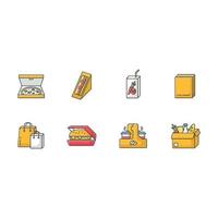 Takeaway food RGB color icons set vector