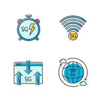 5G wireless technology RGB color icons set vector