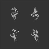 Odor chalk white icons set on black background vector