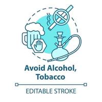 Evite el icono del concepto de alcohol y tabaco vector