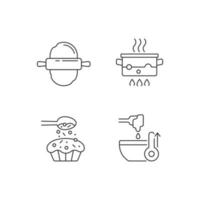 Conjunto de iconos lineales de instrucciones de cocina vector