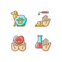 Animal testing RGB color icons set vector