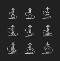 Iconos de tiza de cachimba en blanco sobre fondo negro vector