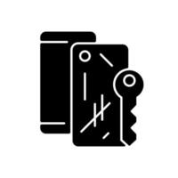 Scratched housing black glyph icon vector