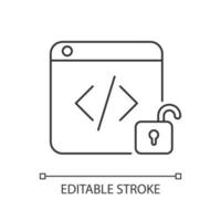 icono lineal de plataformas de código fuente abierto vector