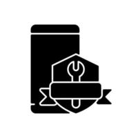 Phone repair warranty black glyph icon vector