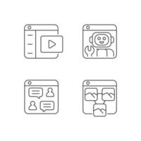 Digitization in business linear icons set vector