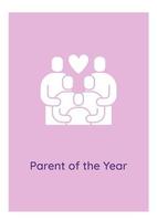 Parents of year nomination greeting card with glyph icon element vector