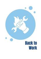 Return to work greeting card with glyph icon element vector