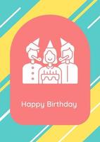 Best wishes for birthday greeting card with glyph icon element vector