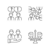 Collective work linear icons set vector