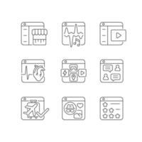 Conjunto de iconos lineales de plataformas digitales vector