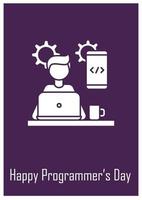 Professional programmer holiday greeting card with glyph icon element vector