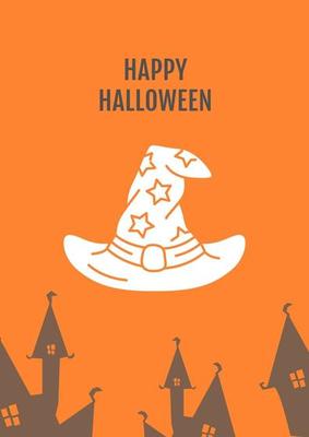 Halloween costume party greeting card with glyph icon element