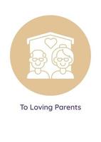 Gratitude to parents greeting card with glyph icon element vector