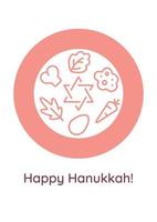 Tarjeta de felicitación de tradiciones familiares de Hanukkah con elemento de icono de glifo vector