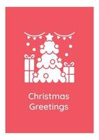 tarjeta de felicitación navideña con elemento de icono de glifo vector