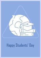 deseando feliz tarjeta de felicitación del día del estudiante con elemento de icono de glifo vector