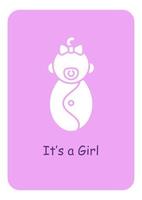 Baby shower greeting card with glyph icon element vector