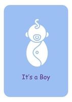 Birthing baby boy congrats greeting card with glyph icon element vector