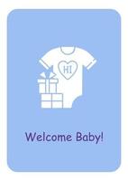 Baby arrival party greeting card with glyph icon element vector