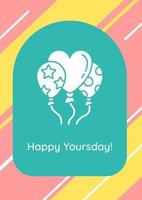 Birthday wishes for best friend greeting card with glyph icon element vector