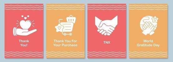 Appreciation day greeting card with glyph icon element set vector