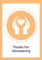 Volunteers contribution greeting card with glyph icon element vector