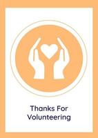 Volunteers contribution greeting card with glyph icon element vector