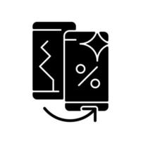 Old phone replacement black glyph icon vector