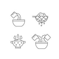 Food preparation instruction linear icons set vector