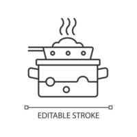 Steam for cooking linear icon vector