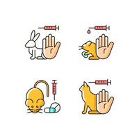 No animal cruelty RGB color icons set vector