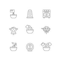 Conjunto de iconos lineales de instrucción de cocina de alimentos vector